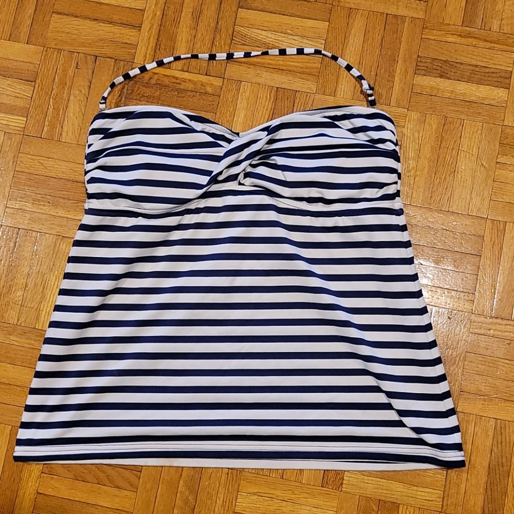 Mossimo Navy and White Striped Halter Tankini
